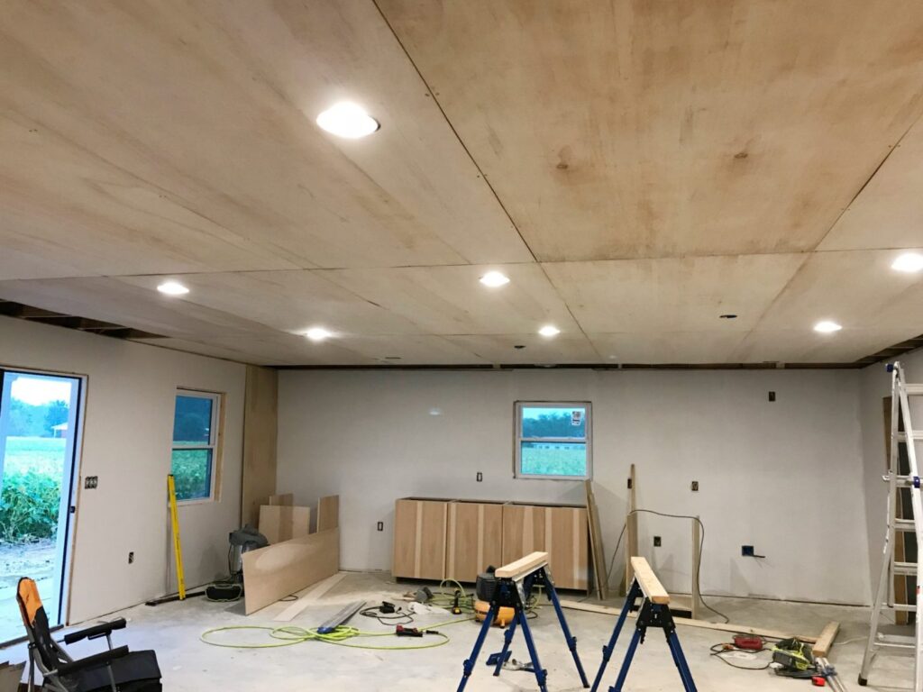 plywood ceiling